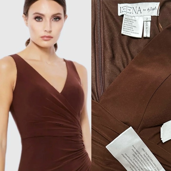 IEENA FOR MAC DUGGAL
Ruched Stretch Jersey V-Neck Gown size 2 - Picture 3 of 12